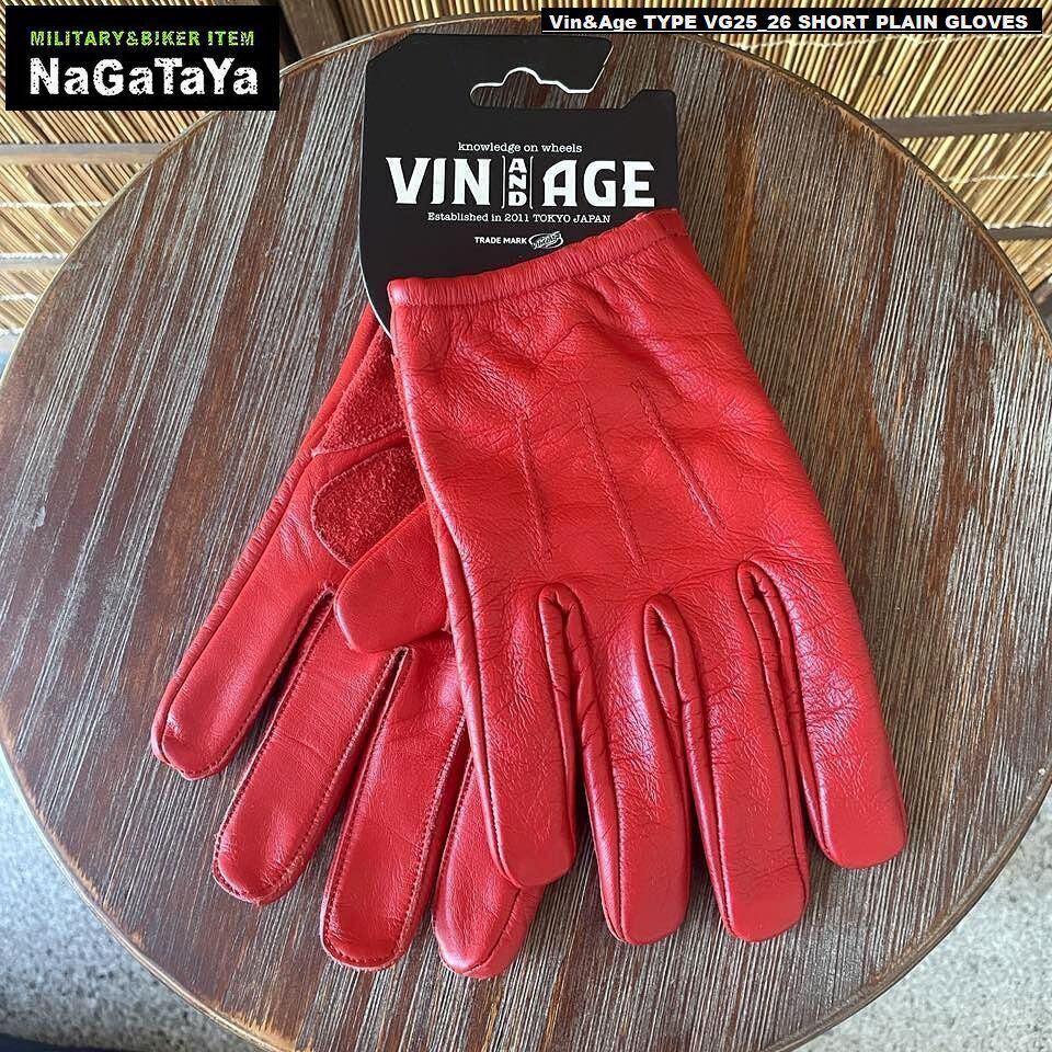 Vin&Age ビンアンドエイジ VG25 ショート プレーン グローブ XLサイズ 牛革 レッド 赤 バイク用グローブ Vin&Age ビンアンドエイジ VG25 ショート プレーン グローブ 牛革