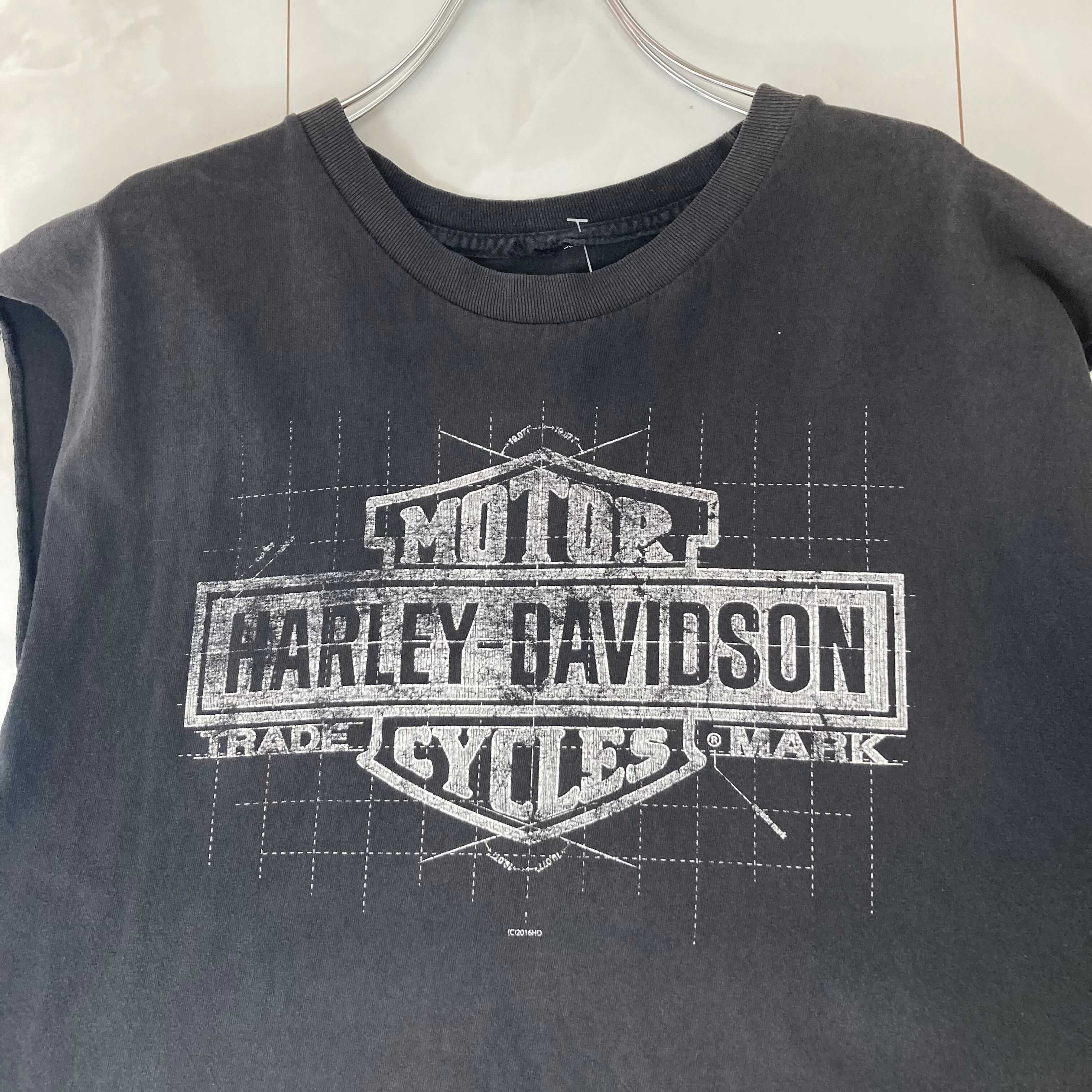 HARLEY-DAVIDSON USA製 タンクトップ プリント チャコール リメイク】HARLEY DAVIDSON タンクトップ XL プリント | 古着屋