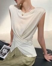 Waist cross design sleeveless top N1215