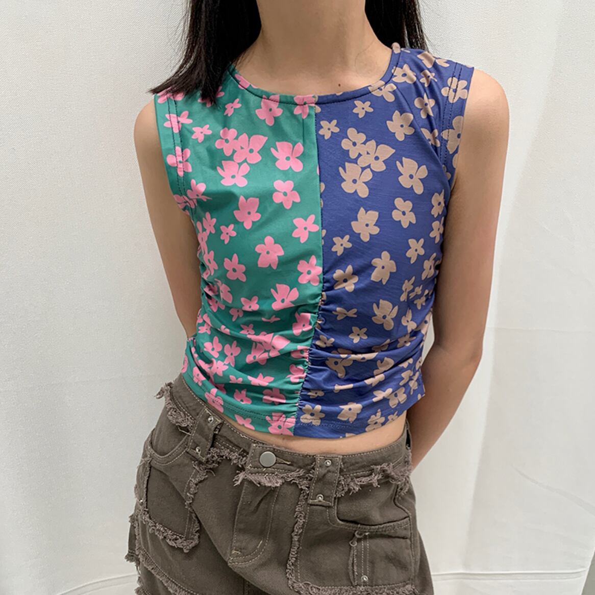 flower pattern tank top _LN01296