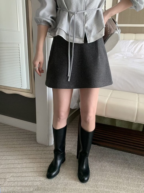 (予約) mellounge  / Wrinkled tweed skirt 2color