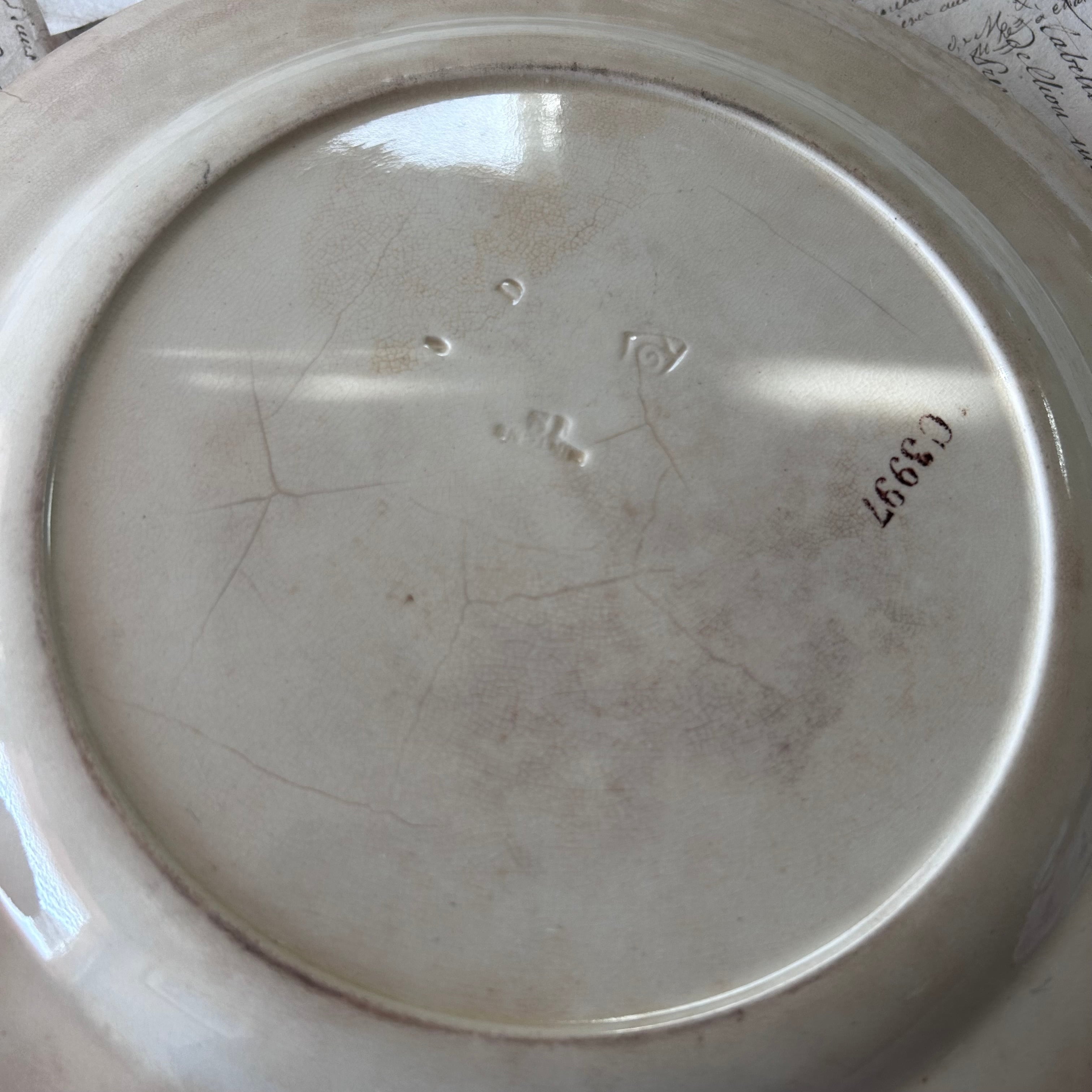 イギリスアンティーク】 セピアに枯れた Minton（ミントン） 平皿