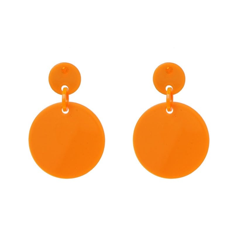 ラウンドドロップピアス ネオンオレンジ 蛍光 ネオンカラー ダンス イベント フェス クラブ 目立つ 大振り