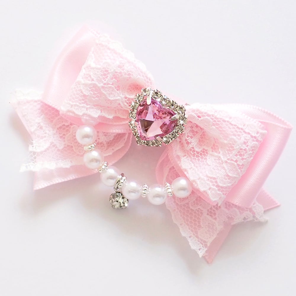 04 ハートビジューピンク 量産型・地雷系の24枚入り キラキラハートリボンピンクビジューネックレス 韓国 量産型 地雷