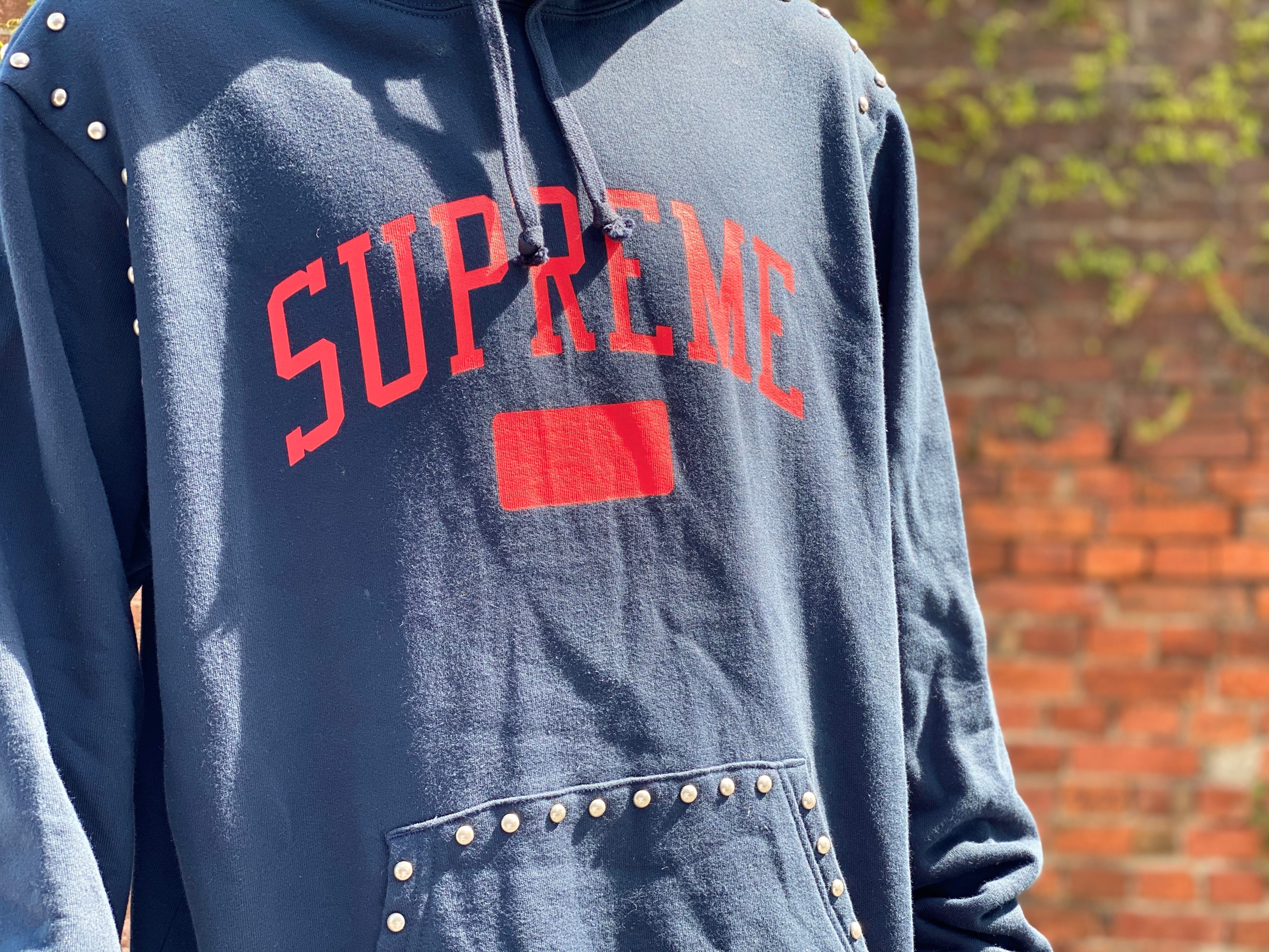 正規品 supreme studded hooded sweatshirt M