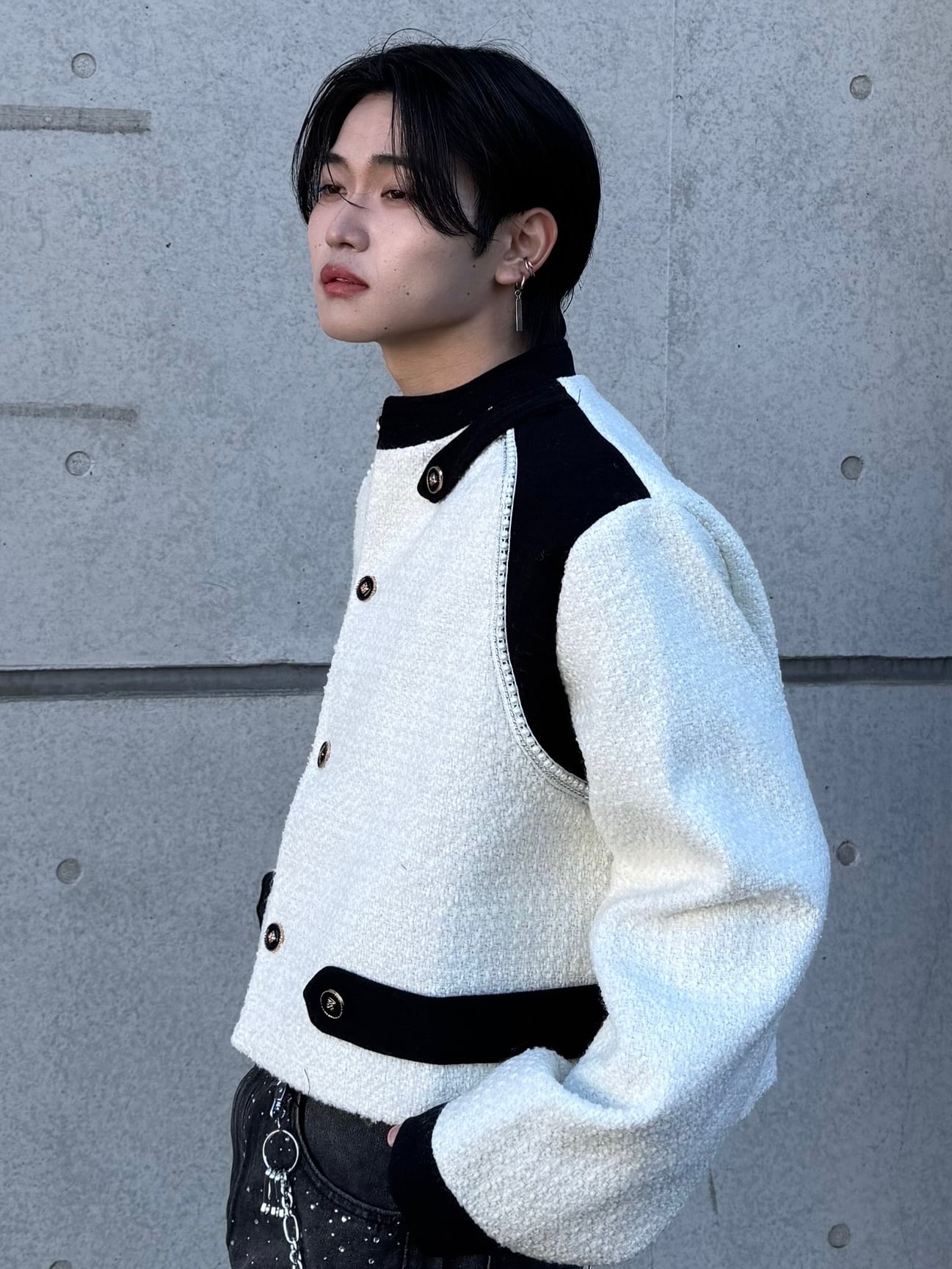 ALUDE SELECT】pearl line short tweed jacket | 【ALUDE】韓国メンズ