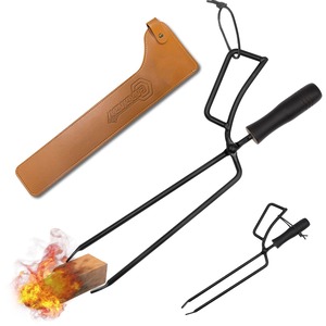 【人気】CARBABY 薪ばさみ ファイヤープレーストング 炭ばさみ BBQカーボントング バーベキュー用 暖炉器具 キャンプ道具 収納カバー付き