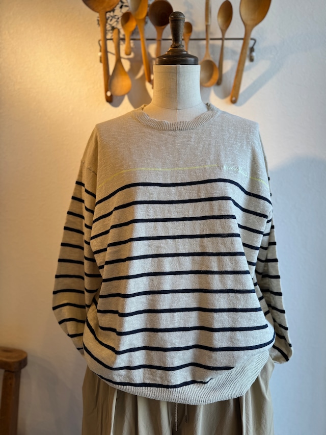YARRA 刺繍ボーダーニット