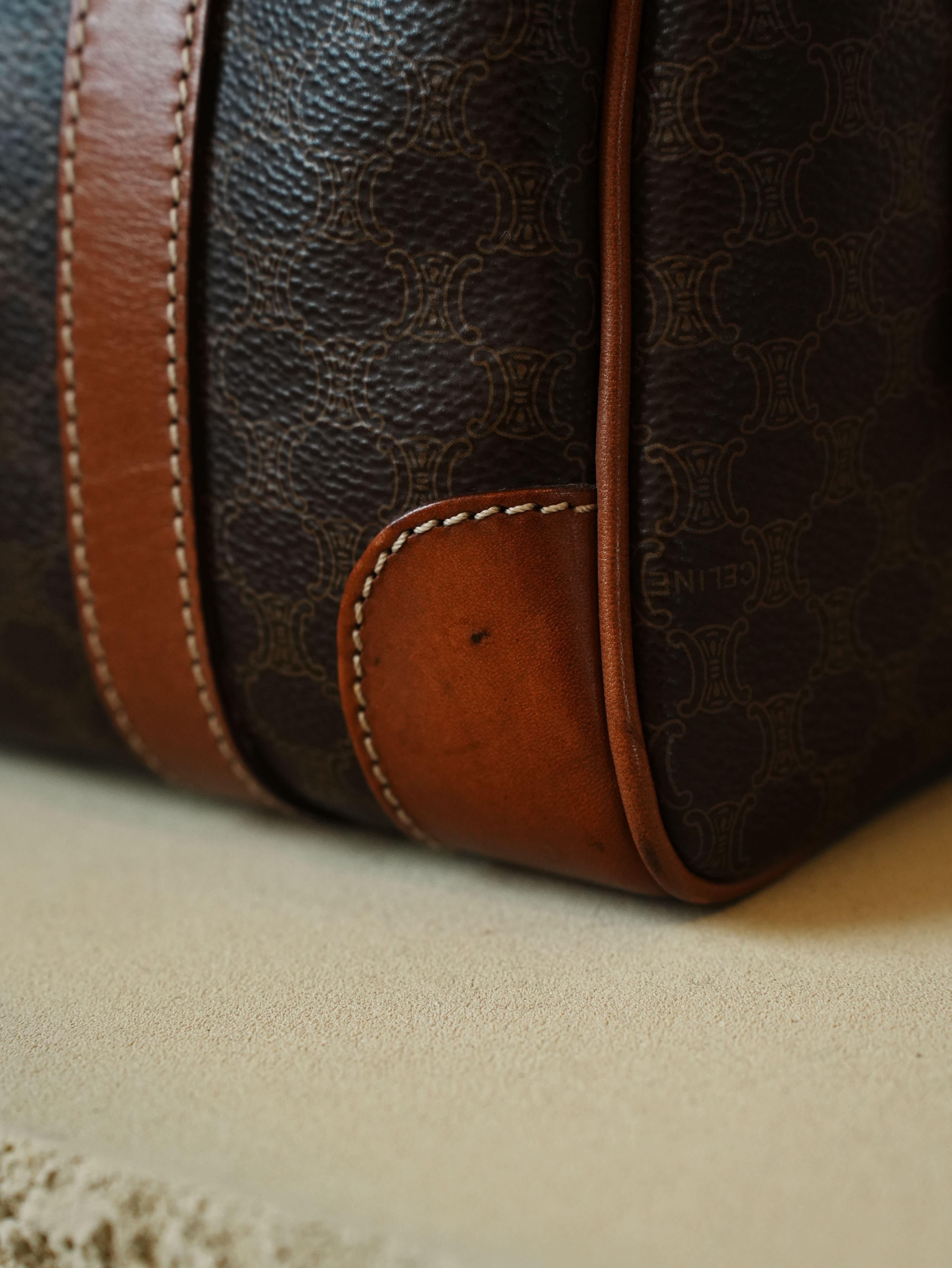 CELINE セリーヌ マカダム柄 ブラウン W26 ボストンバッグ | Raum Vintage