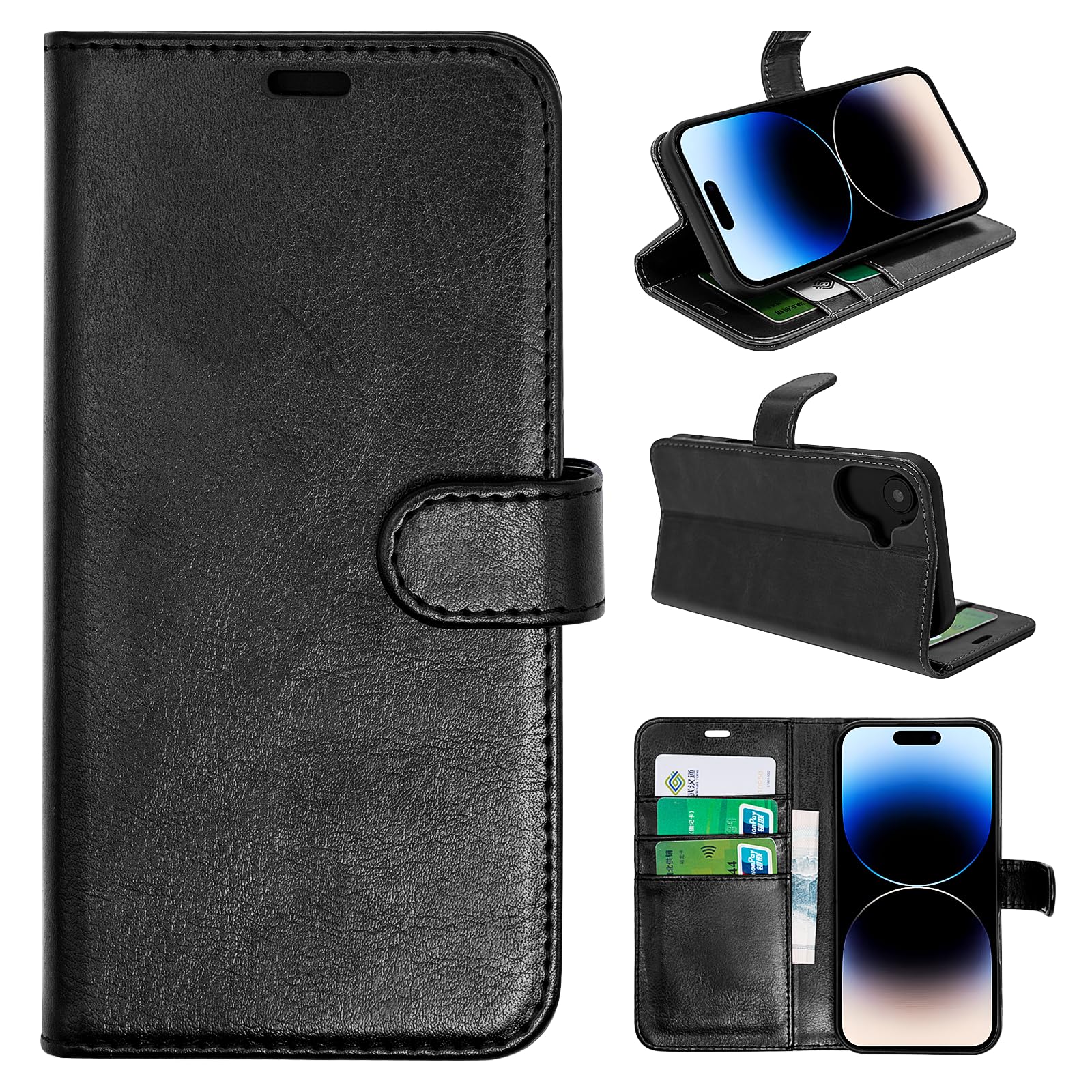 MaKaWa for iPhone 16 ケース 手帳型 財布型 カードポケット付き iPhone 16 用 携帯カバー カード収納 スマホケース 高級レザー 耐衝撃 全面保護 スタンド機能 ストラップホール付き マグネット式