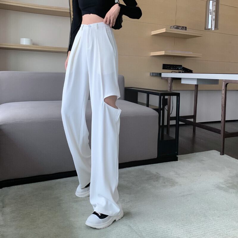 ホワイトカジュアルパンツ オータムハイウェスト ストリート 秋物 ガールズファッション72542928990