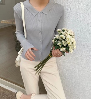 ミニ襟　リブカーデ　AJ2205-618