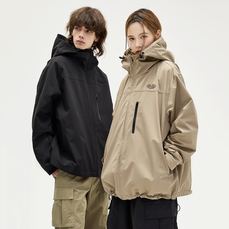 benmyshower薄茶色のフード付きウィンドブレーカー | mblueshop