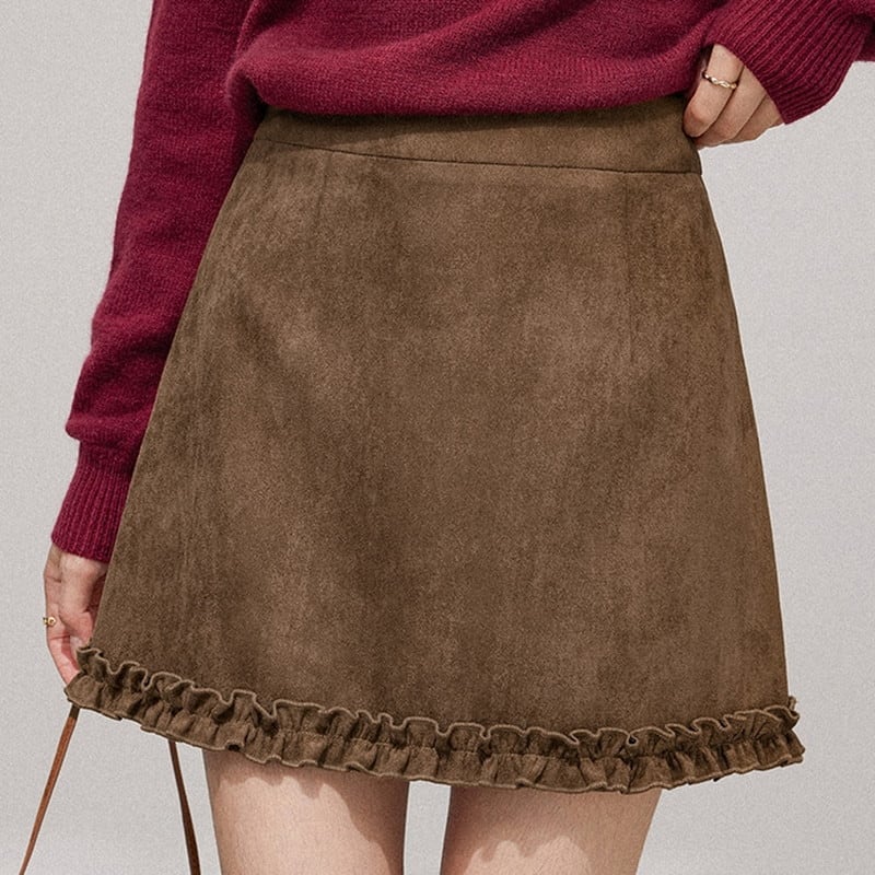 suede frill mini skirt m1246