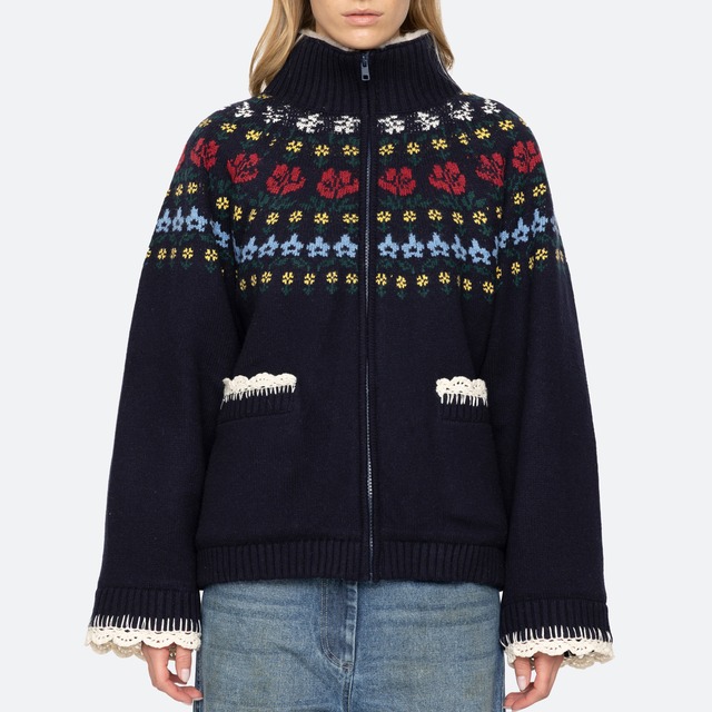 SEA NY　PRESTON KNIT SHERPA LINED JK   NAVY
