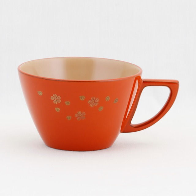 1109-1-B  輪島塗　珈琲カップ／洗朱塗／桜蒔絵