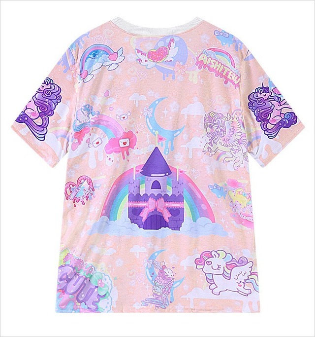 ゆめかわいい Tシャツ ドリーミー ペールカラー マカロン ピラミッド ペール やみかわいい ユニコーン ペガサス 目玉 トライアングル イベント ロリー Hummingf