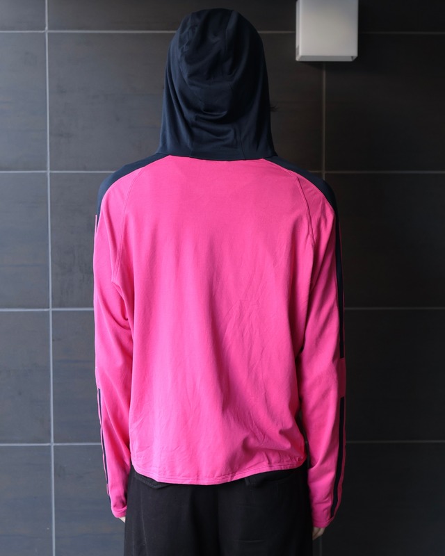 shortlength double zip-up bi-color hoodie
