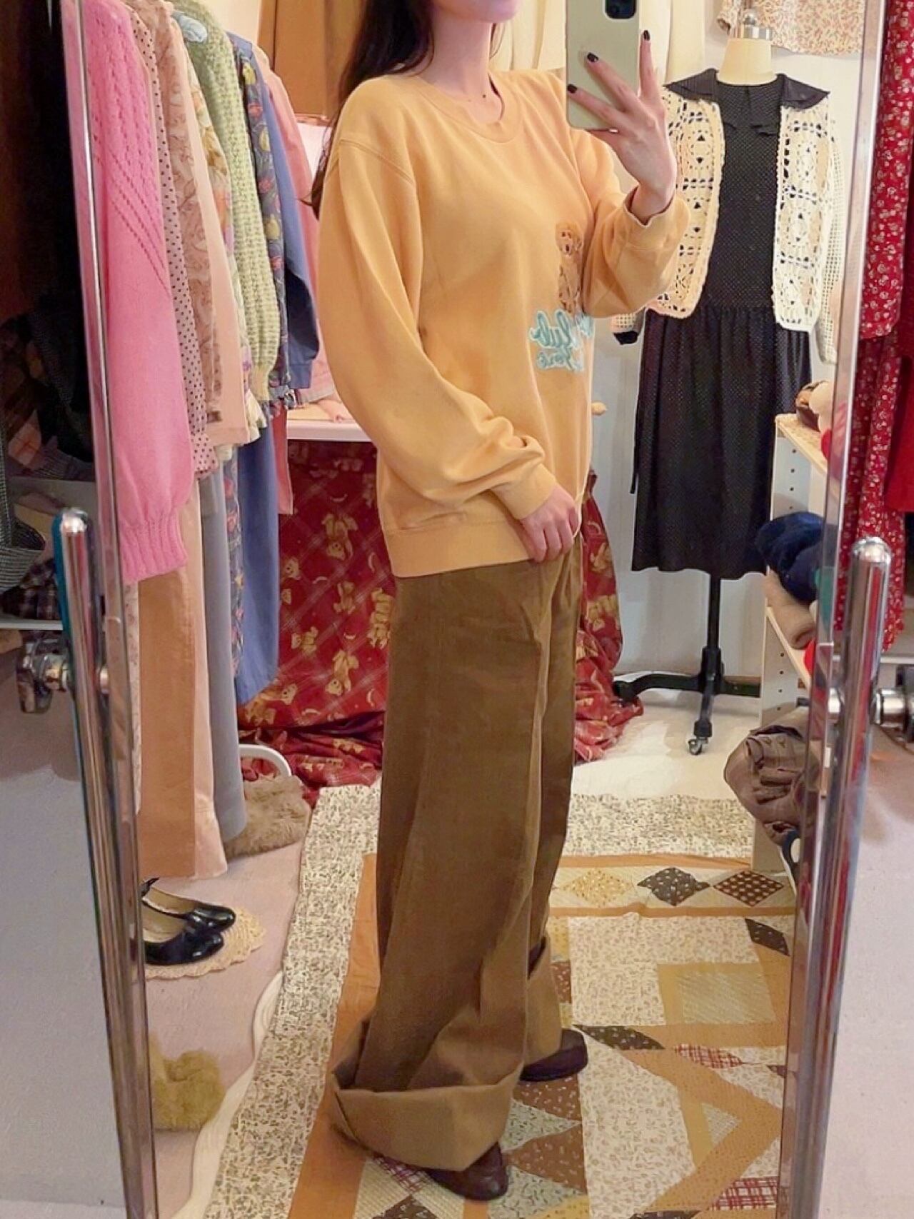 brown corduroy wide pants