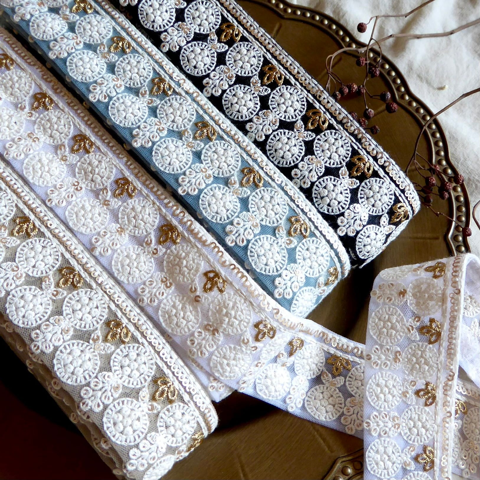 約3cm幅 インド刺繍リボン | インド刺繍リボンカット売り「10cm ribbon」