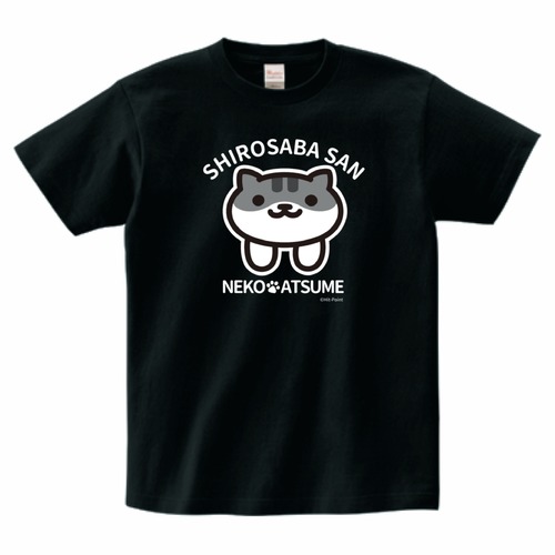 【受注生産品】ねこあつめ　しろさばさん　推しねこTシャツ　前プリント（ブラック）