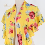 フラメンコ 衣装 シージョ イエローピキージョ イエロー系 レッド系 ピンク系 黄色 オレンジ 赤 ピンク 花柄 フリル 軽い 薄い 装飾 小物 軽量シージョ フラメンコ小物 花模様 ダンス衣装 コスチューム