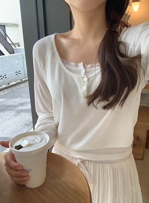 (予約) Liter / Baby button crop knit