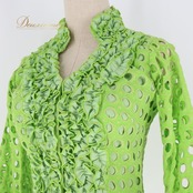 フラメンコ 衣装 ソニアジョーンズ SONIA JOHNES トップス ブラウス 黄緑 緑 レース フリル ダンス パーティ 発表会 舞台 グリーン系 フェスティバル エレガント コスチューム 女性用 かわいい