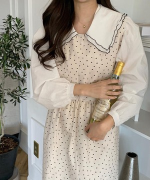 《即納商品》latte double frill blouse (ivory / peach)