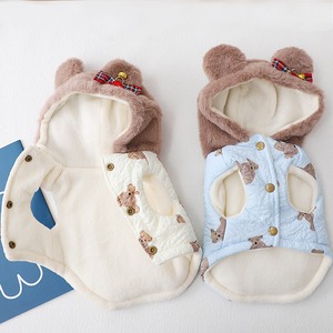 【PET】2色展開クマ柄フード付きコットンコート