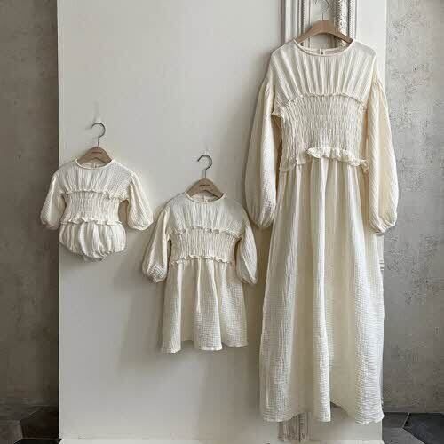 即納＊monbebe＊Baby&Kids＊Shirring dress【スモッグワンピース