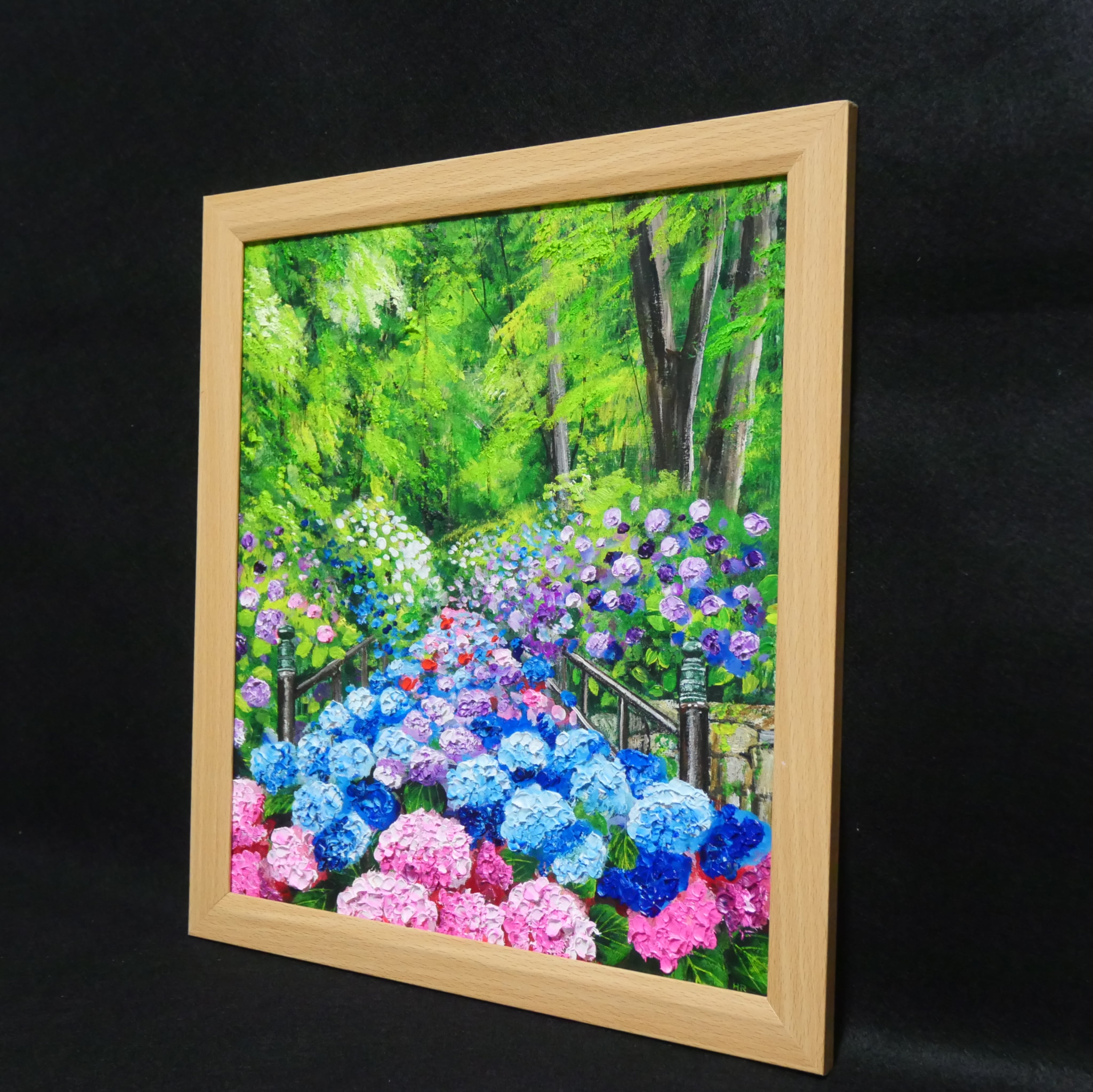 油絵 油彩 油彩画 絵 絵画【紫陽花寺】 油絵 油彩 油彩画 絵 絵画【紫陽花の階段】 | HIROSHI1990