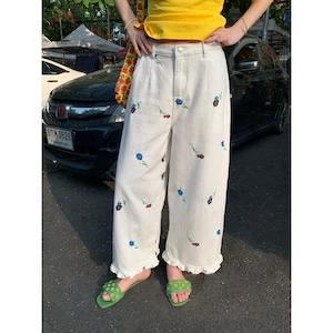 denim embroidery little-flower hem-frill patns 2litr06344