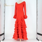 フラメンコ 衣装 ワンピース ドレス 赤 水玉 ボランテ フリル 透け感 長袖 豪華 高級感 おしゃれな ダンス 舞台 発表会 レッド系 フラメンコドレス 舞台衣装 演出用ドレス レディースダンス おしゃれ フリルワンピース 赤ドレス フラメンココスチューム 発表会衣装 ダンスウェア フェスティバル コスチューム