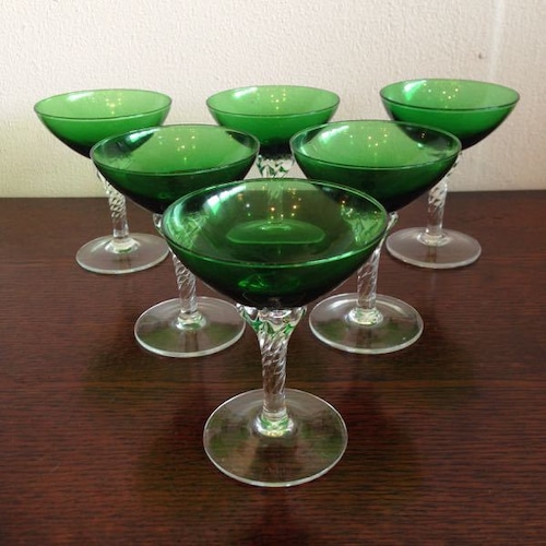 Vintage Green Glasses Set (6 pcs)