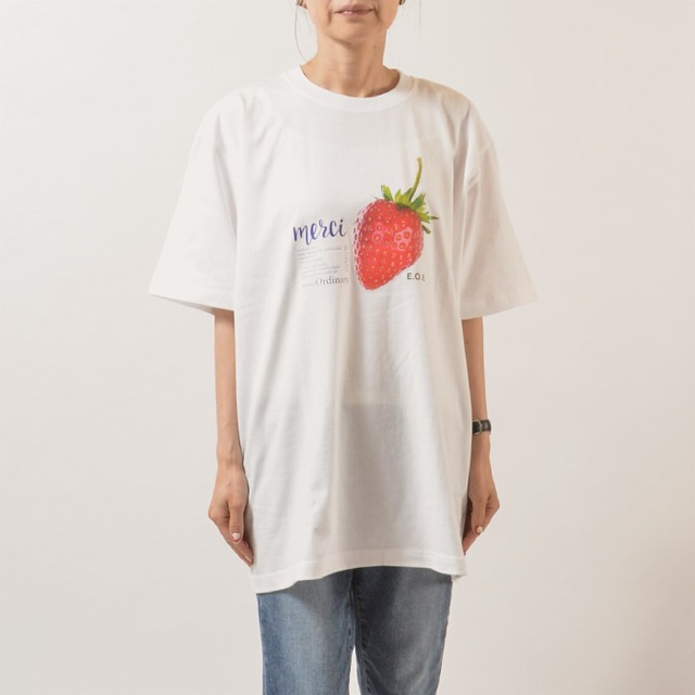 BoutiqueOrdinary ストロベリープリントヘビーウェイトTシャツ ホワイト F(フリーサイズ) 商品番号：BO24-624T