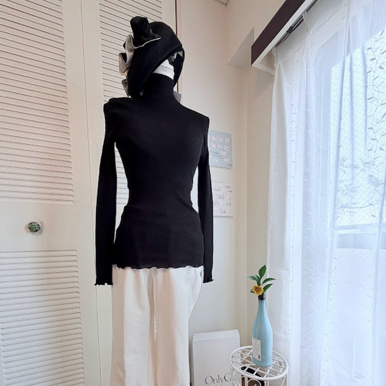 Oscalitoオスカリート ウールシルク タートルハイネック（ブラック） 大きなサイズ4（L～2L）（11～13号）