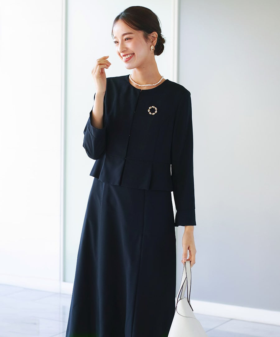 最強配送】喪服・礼服【洗える×ストレッチ×防シワ】ペプラムジャケット