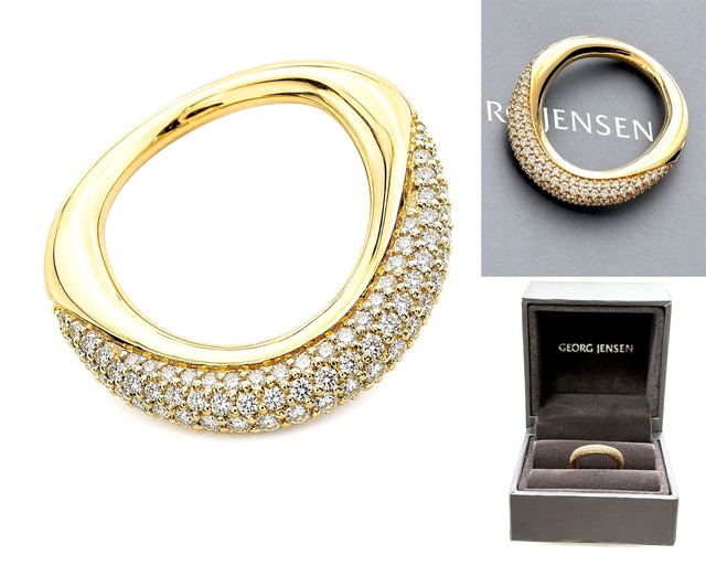 GEORG JENSEN ジョージジェンセン オフスプリング リング 18K イエローゴールド+ダイヤモンド K18 YG 0.35ct OFFSPRING Ring 指輪 48-49