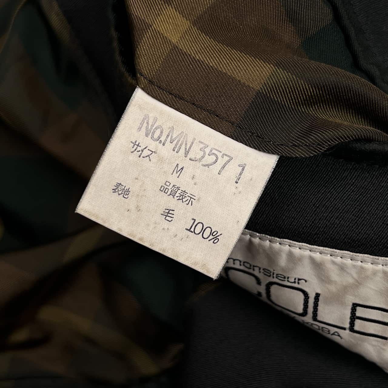 80s monsieur NICOLE ムッシュ ニコル 裏ストライプ 3B  テーラードジャケット M/ダークグリーン グレー  メンズ ビンテージ