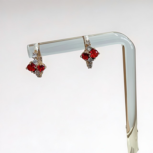 RED BLOOM  18K コーティングリングピアス
