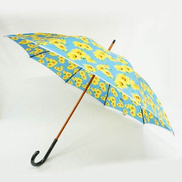 雨傘　ひまわり　木棒　手開きタ　職人手作り　日本製　レディ−ス　丸安洋傘　DV92