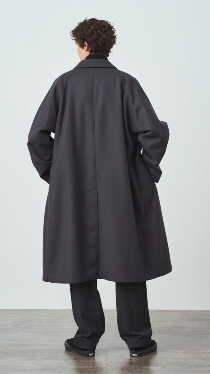 ATON -SUPER 160S DOUBLE SAXONY | BALMACAAN COAT- : CHARCOAL GRAY