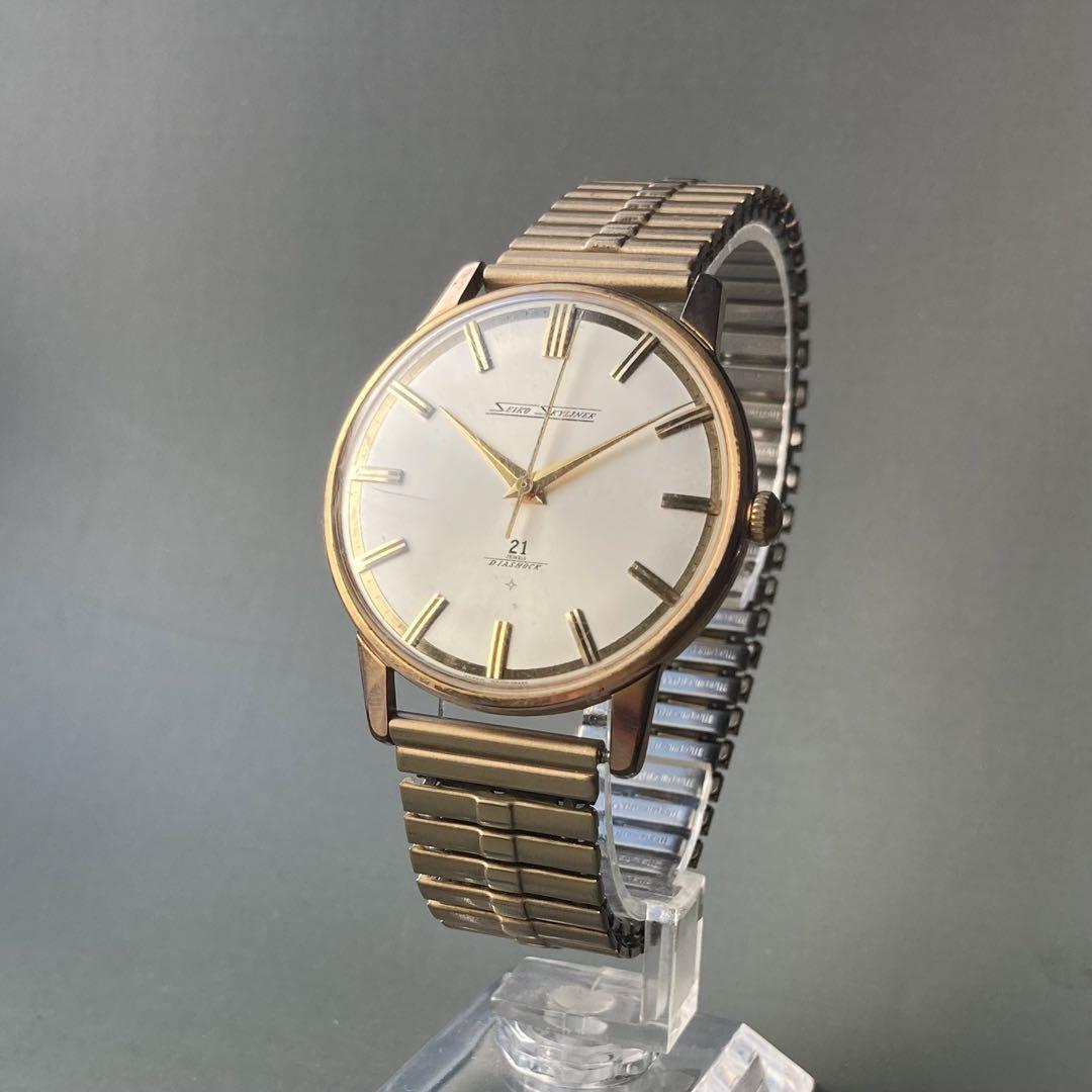 動作品】セイコー スカイライナー アンティーク 腕時計 1960年代 手 