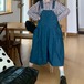 ハート刺繍デニムサロペットパンツ ・12547