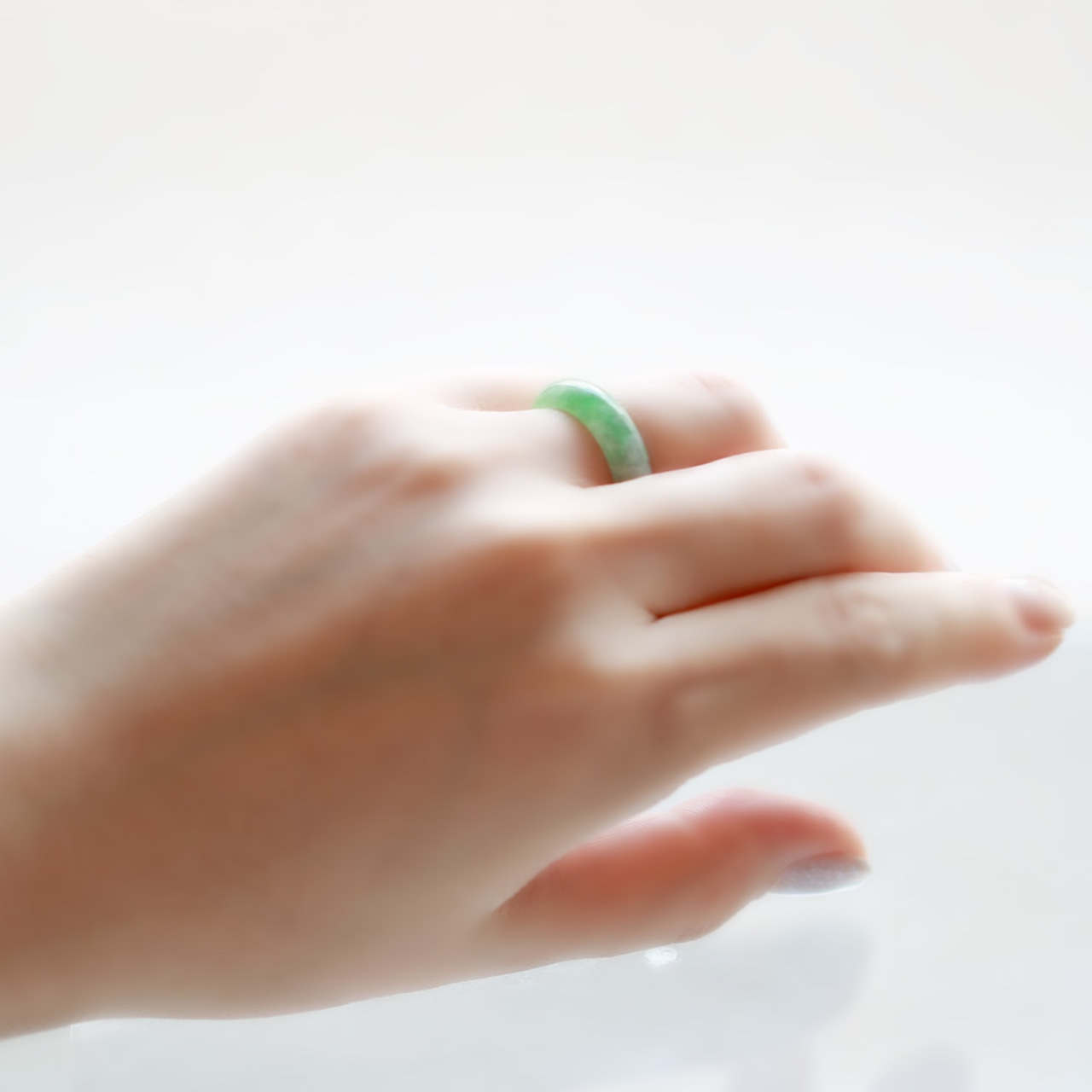 【10号】クリア＆グリーン 翡翠くりぬきリング A貨翡翠 jd_rg2101