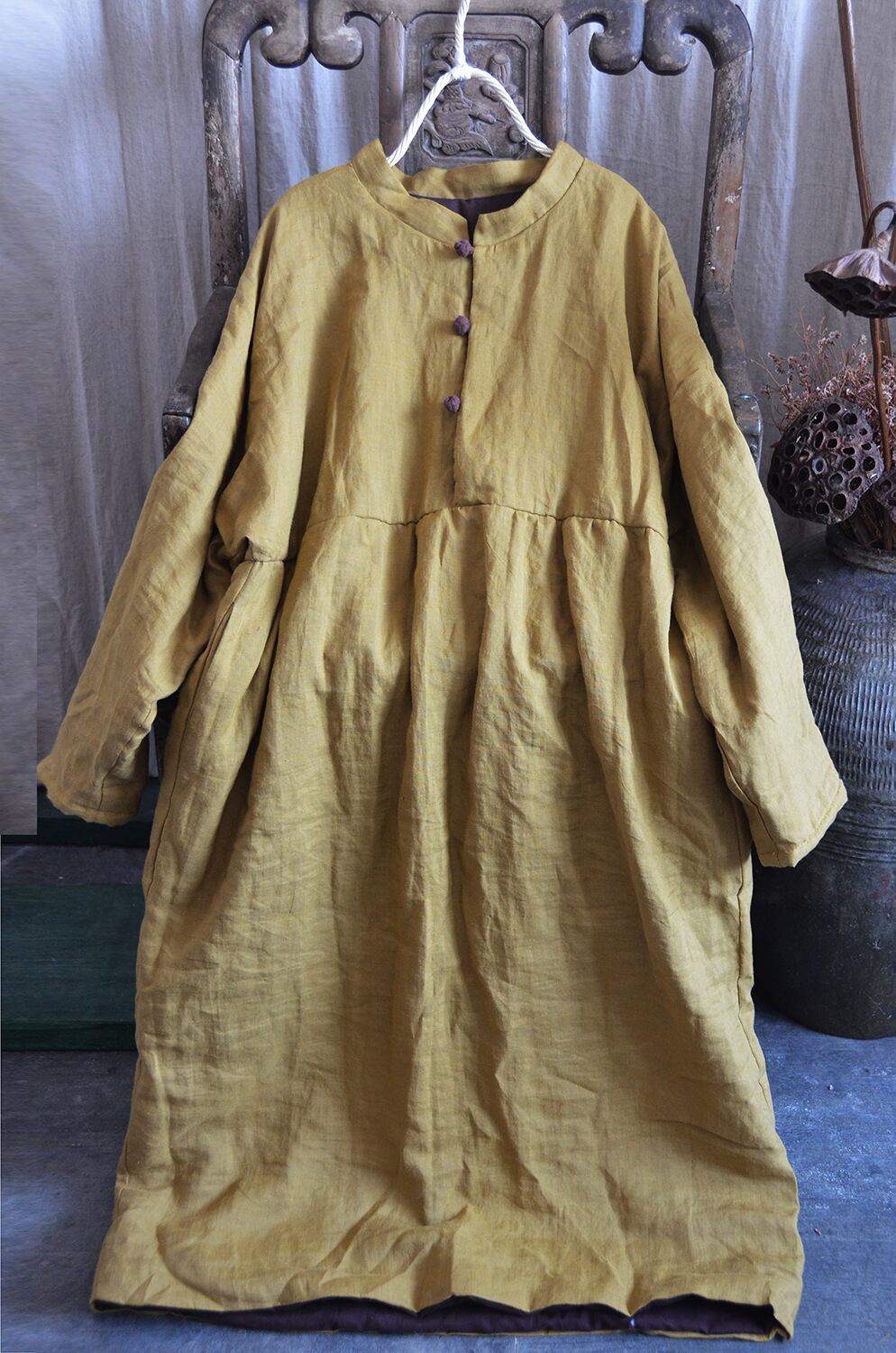 ウィンタースタンダードジャケット ロング コットン レトロ 冬物 Yiranxuaディースワード47975212476