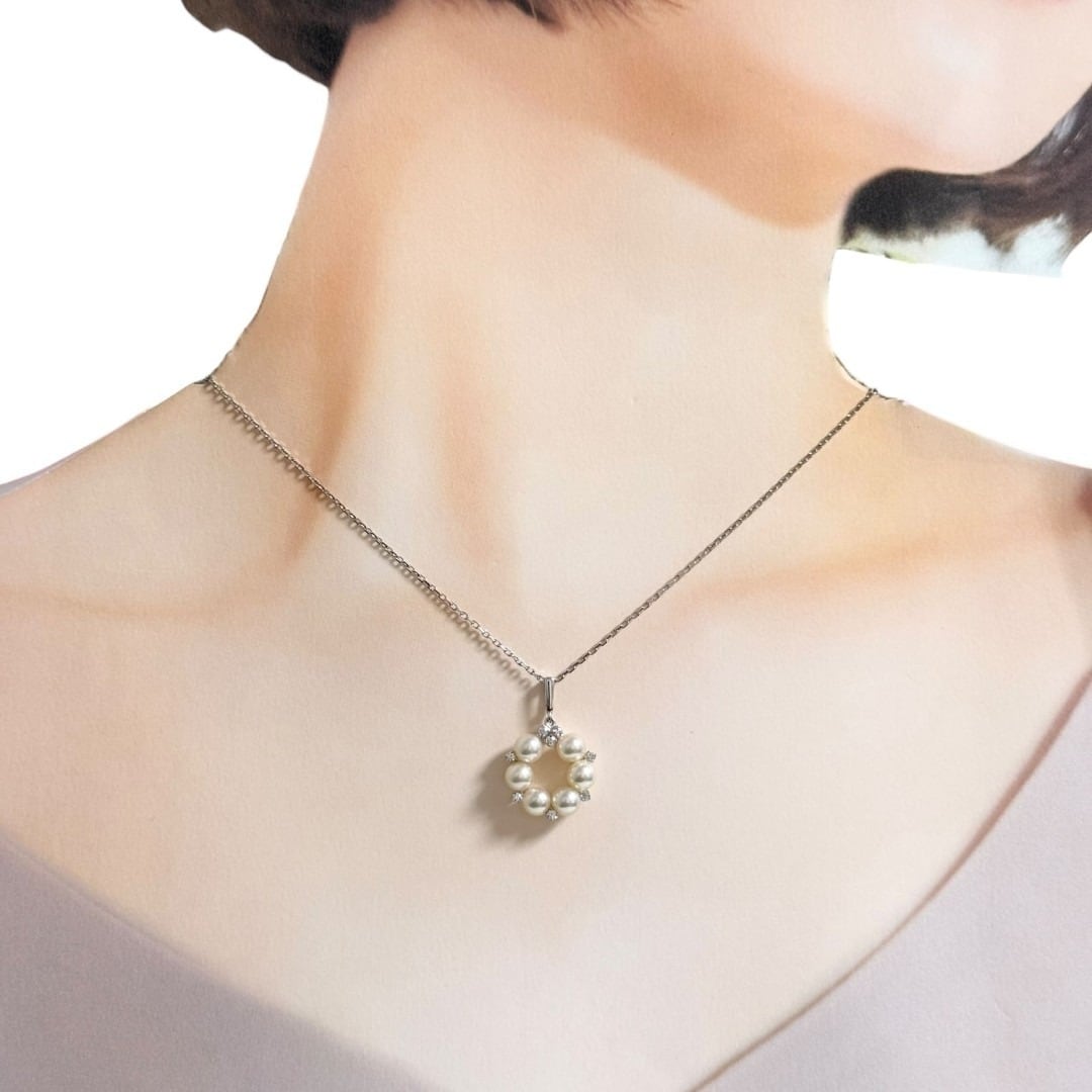 レディース 【正規品】ゴールドパール ダイヤつき ネックレス