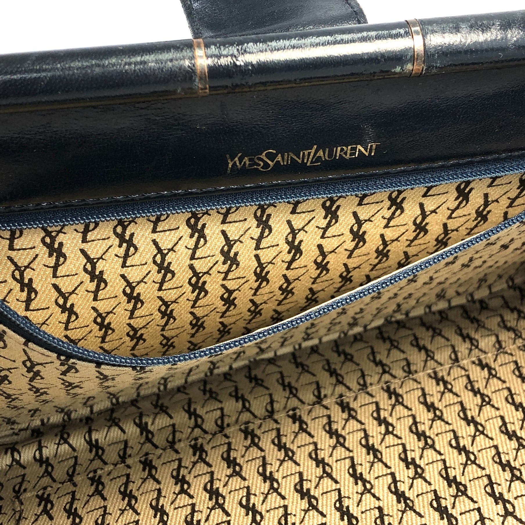 Yves Saint Laurent イヴ・サンローラン YSL レザー バイアステッチ