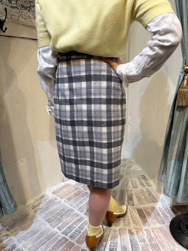 50's gray×white check  skirt